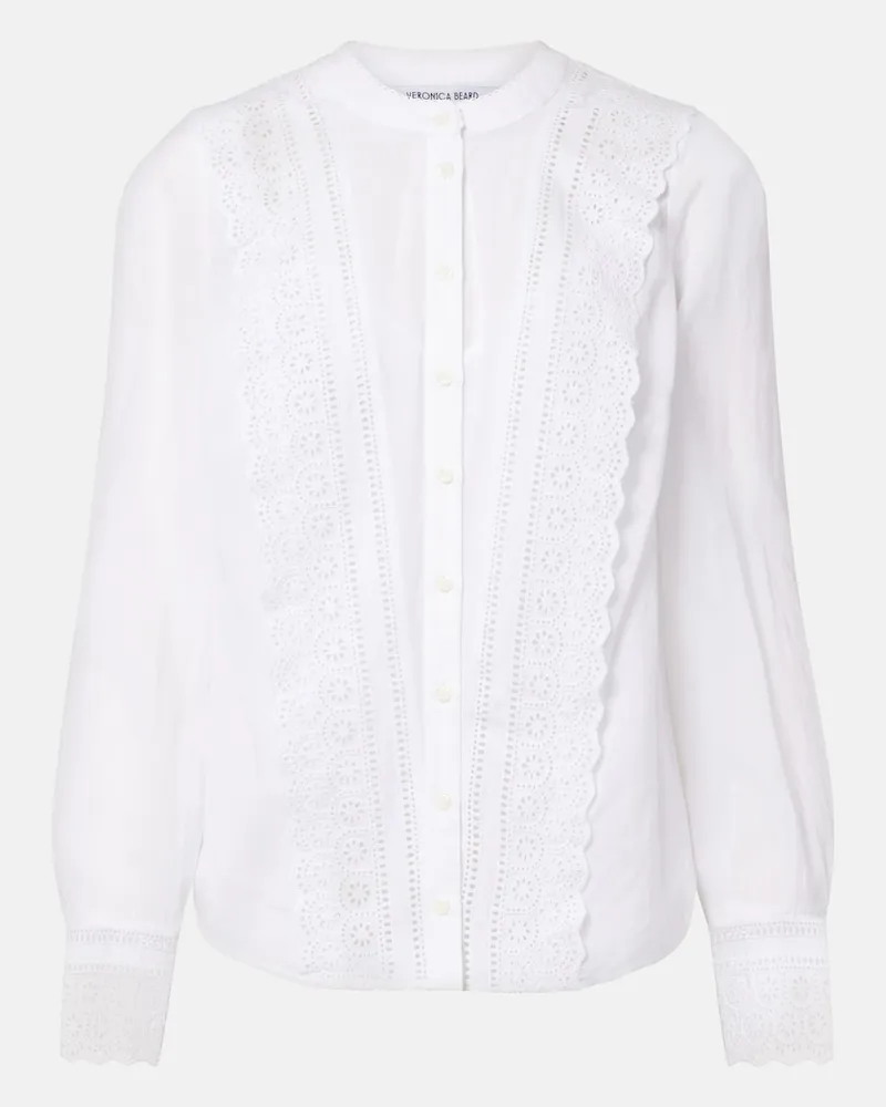 Veronica Beard Hemd Clermont aus einem Baumwollgemisch Weiß