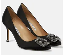 Pumps Hangisi 90 aus Satin mit Kristallen