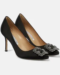 Manolo Blahnik Verzierte Pumps Hangisi 90 aus Satin Schwarz