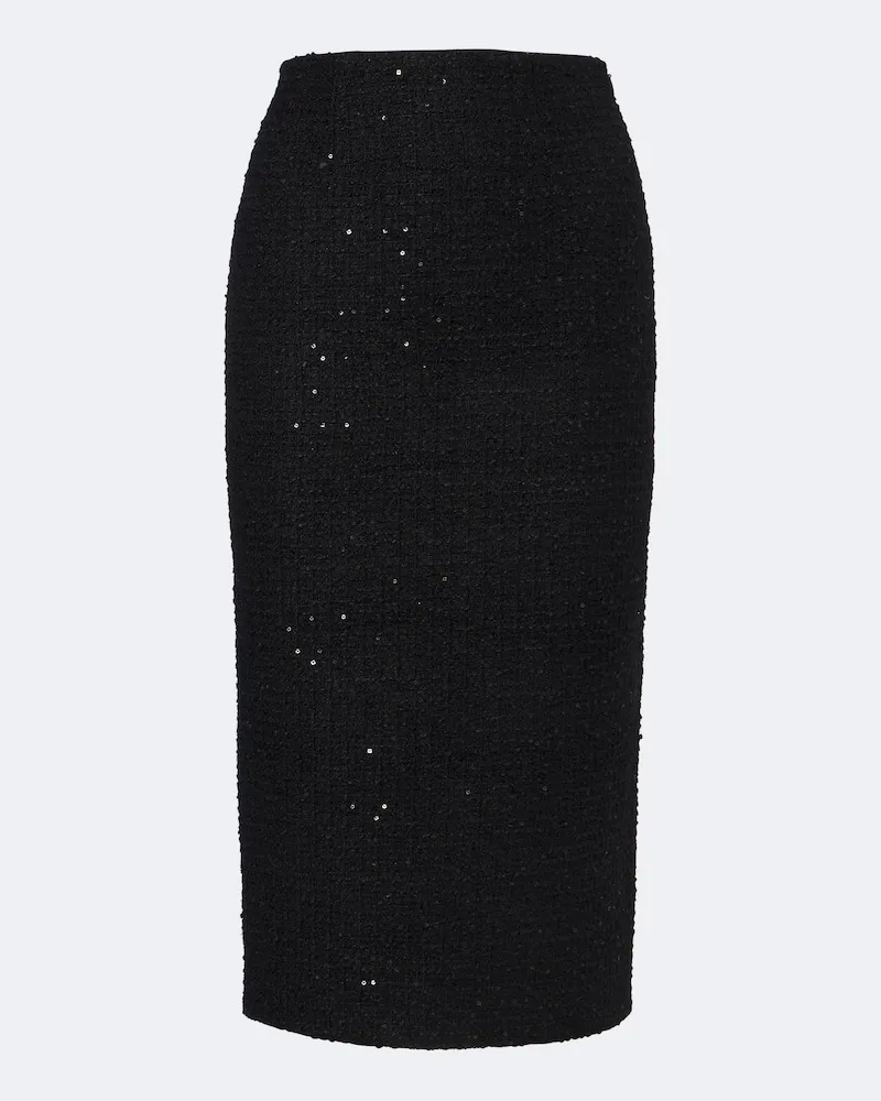 Roland Mouret Midirock aus Bouclé mit Pailletten Schwarz