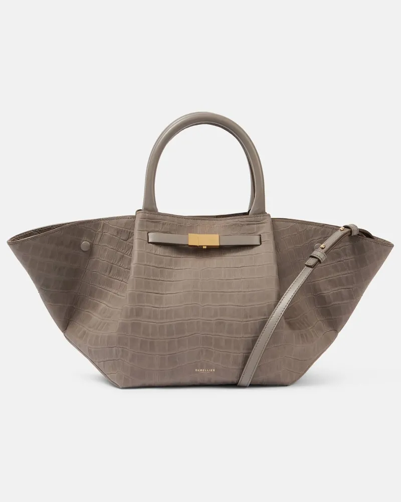 DeMELLIER Tote New York Midi aus Leder Grau