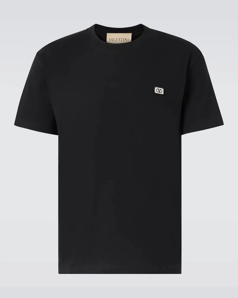 Valentino Garavani T-Shirt VLogo aus Baumwolle Schwarz