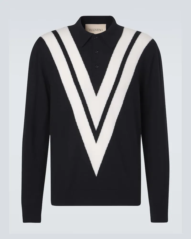 Valentino Garavani Polopullover aus Schurwolle Schwarz