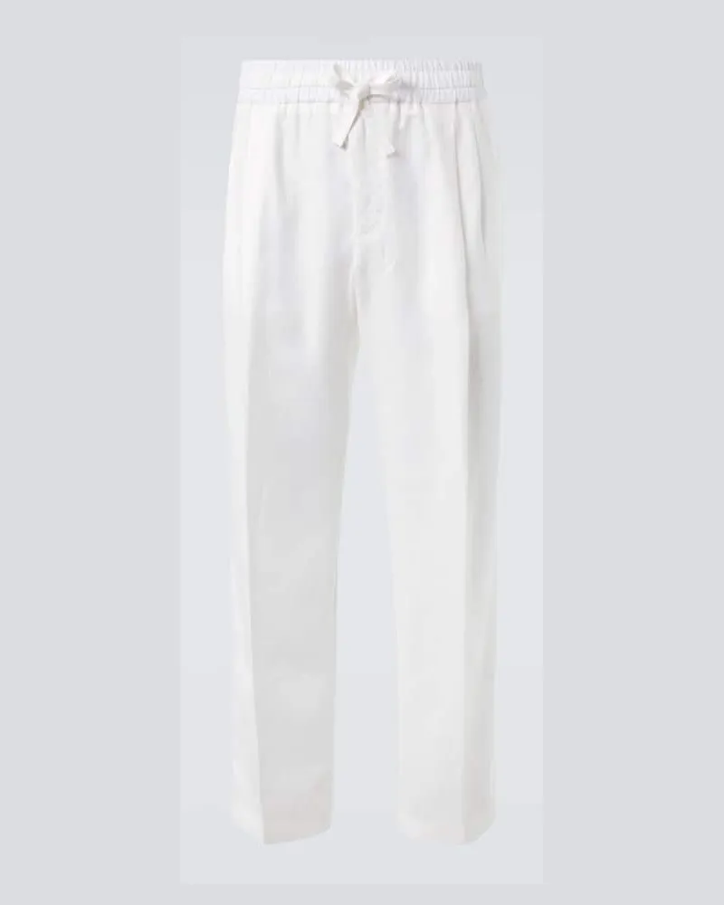 Dolce & Gabbana Gerade Hose aus Leinen Weiß