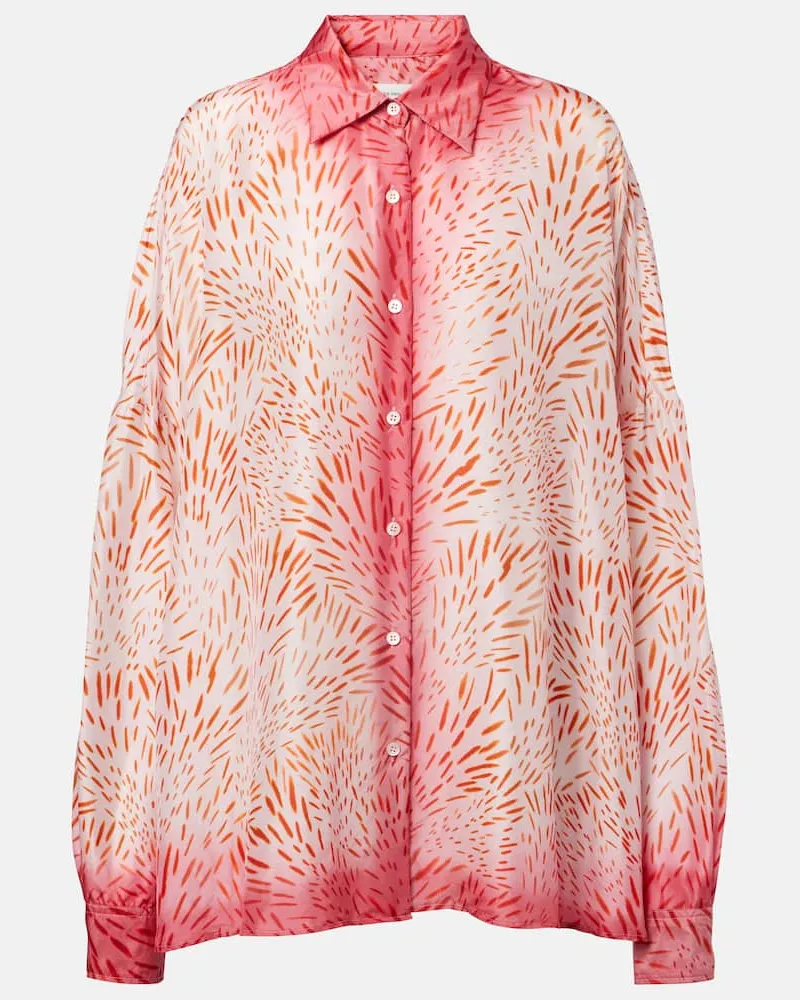 Dries van Noten Bedrucktes Hemd aus Seide Rosa