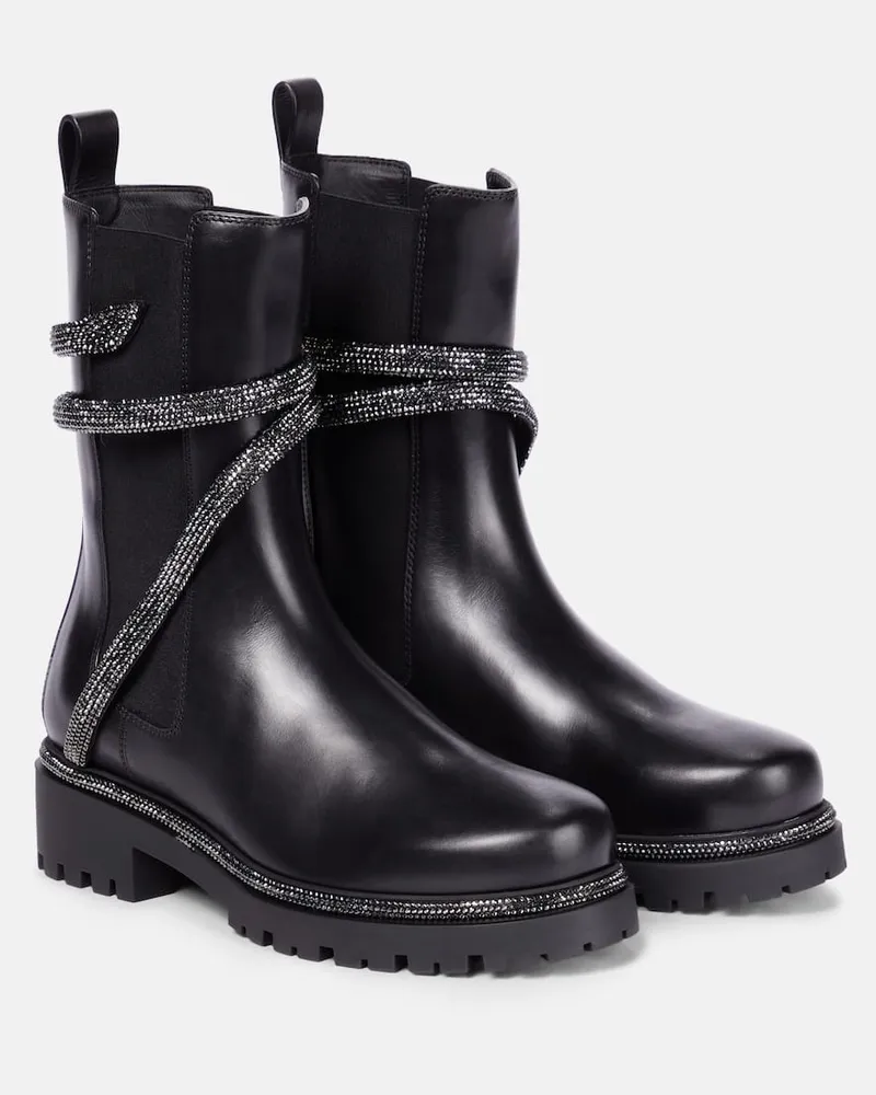 René Caovilla Verzierte Chelsea Boots Cleo aus Leder Schwarz