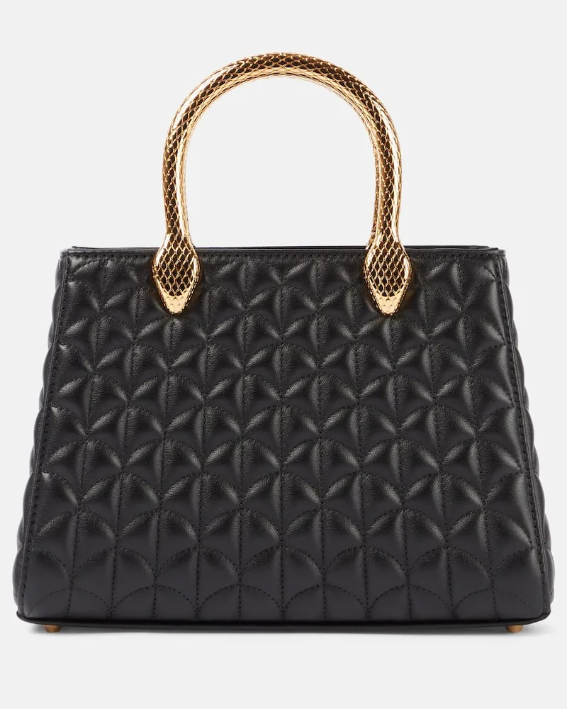 Bulgari Tote Bag Serpentine Duo aus Leder Schwarz