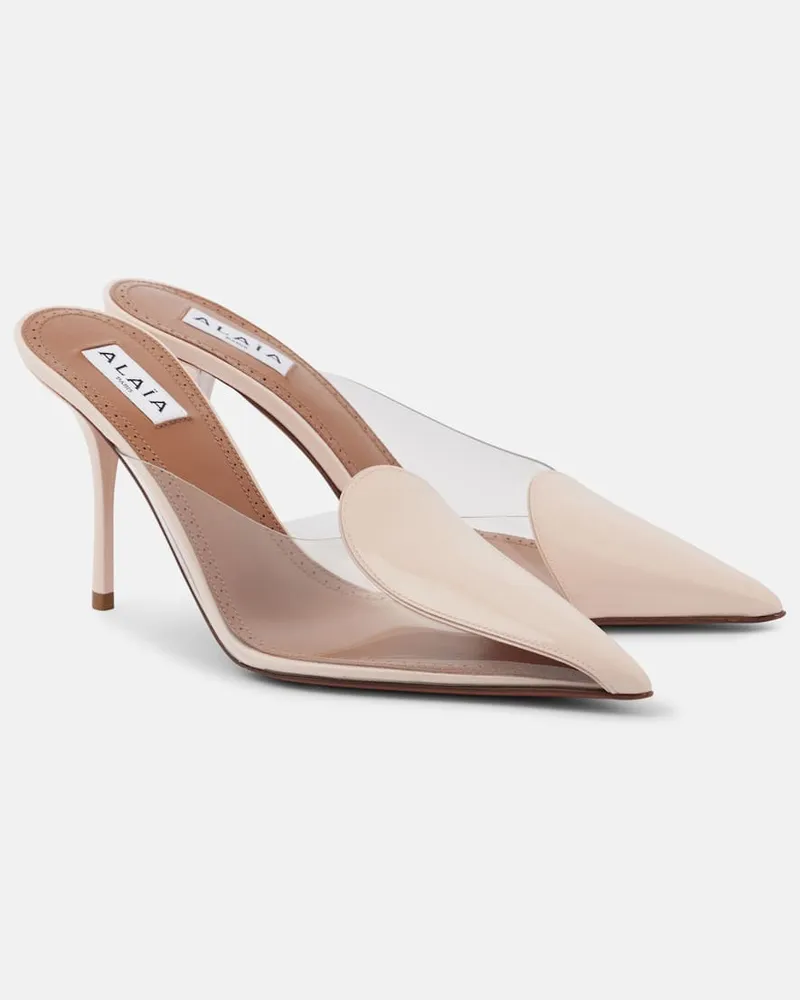 Alaïa Alaïa Mules Le Cœur Abstrait 90 mit Lackleder Pink