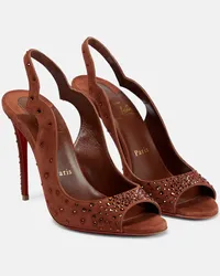 Christian Louboutin Nudes Slingback-Sandalen Degrachick aus Veloursleder Braun