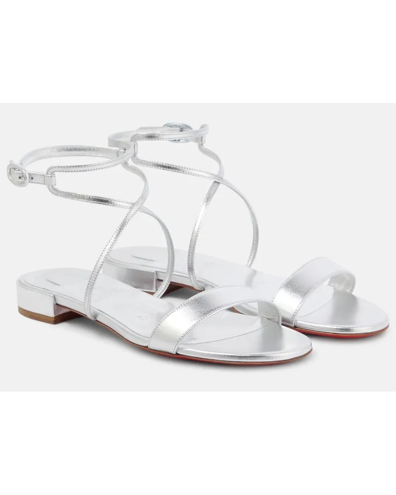 Christian Louboutin Sandalen Miss Choca aus Metallic-Leder Silber
