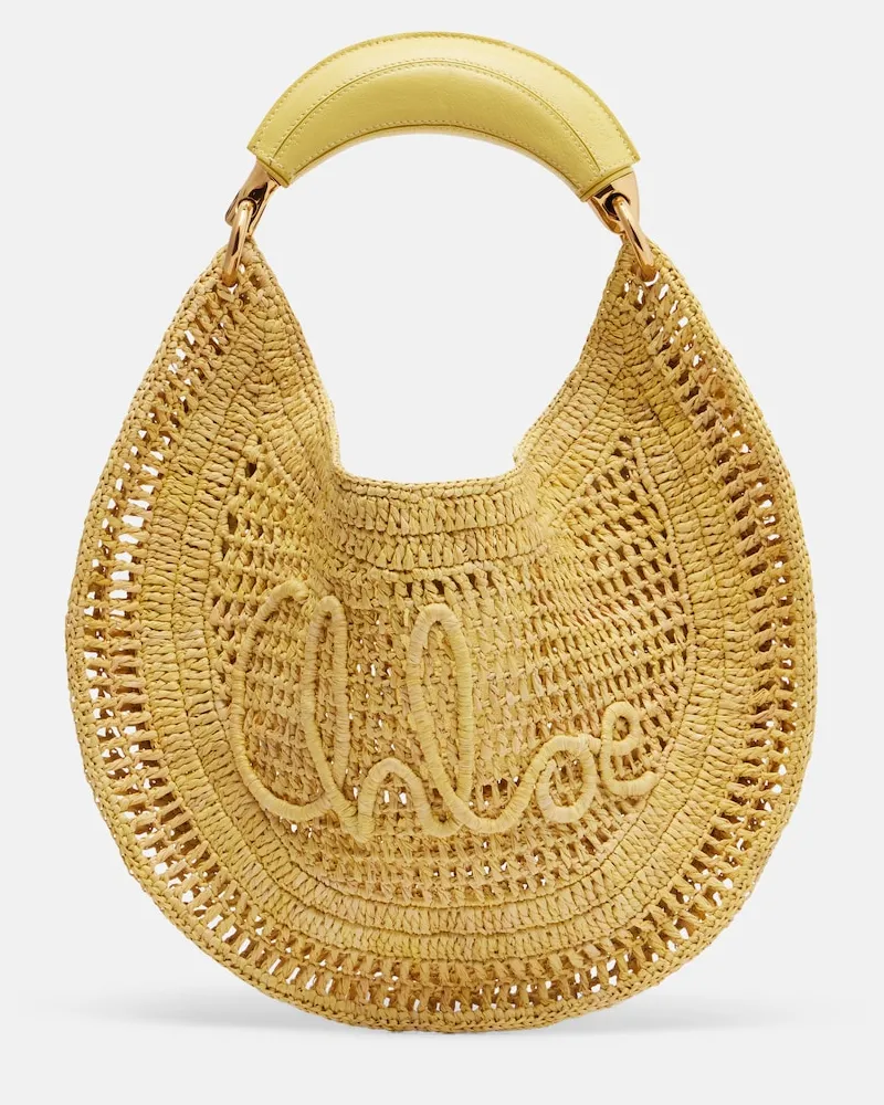 Chloé Chloé Schultertasche Summer Banana aus Raffiabast Gelb