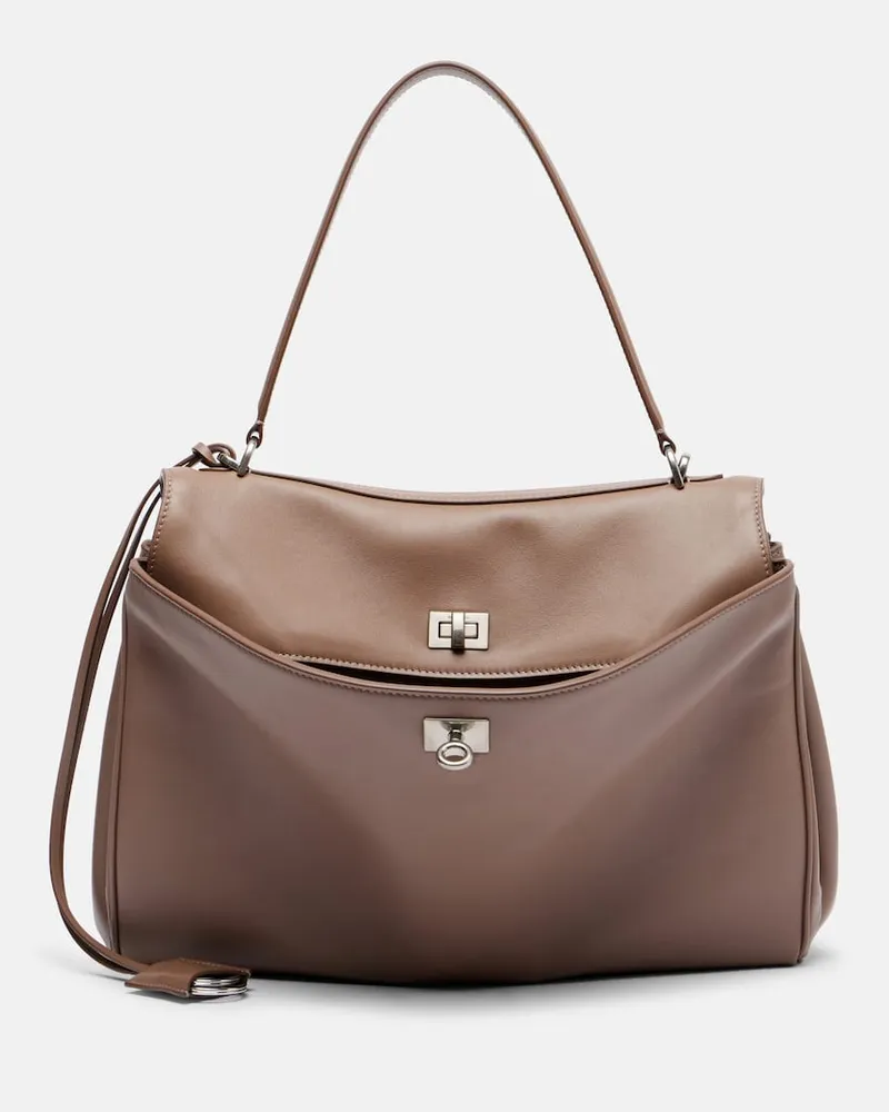 Balenciaga Tote Bag Rodeo Medium aus Leder Braun