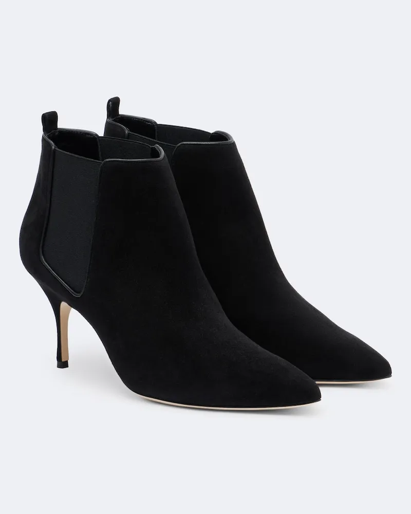 Manolo Blahnik Ankle Boots Dildi aus Veloursleder Schwarz