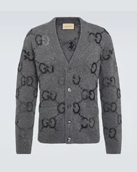 Gucci Cardigan Jumbo GG aus einem Wollgemisch Grau