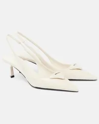 Prada Slingback-Pumps aus Lackleder Weiss