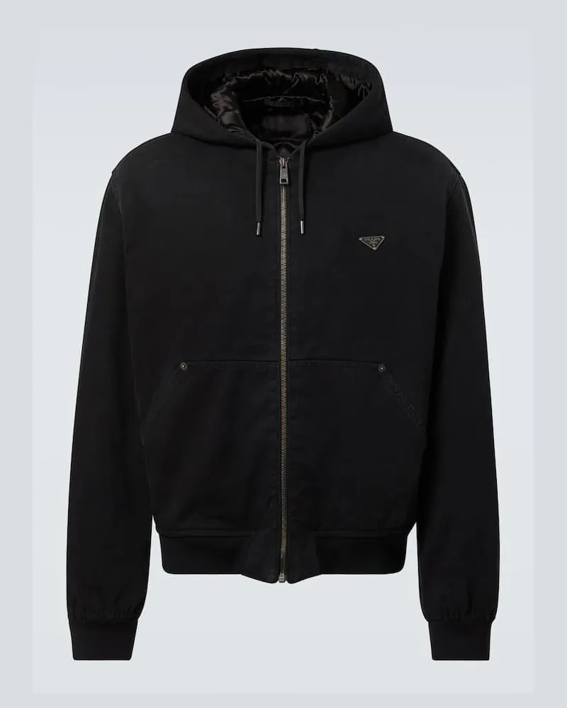 Prada Kapuzenjacke aus Baumwolle Schwarz