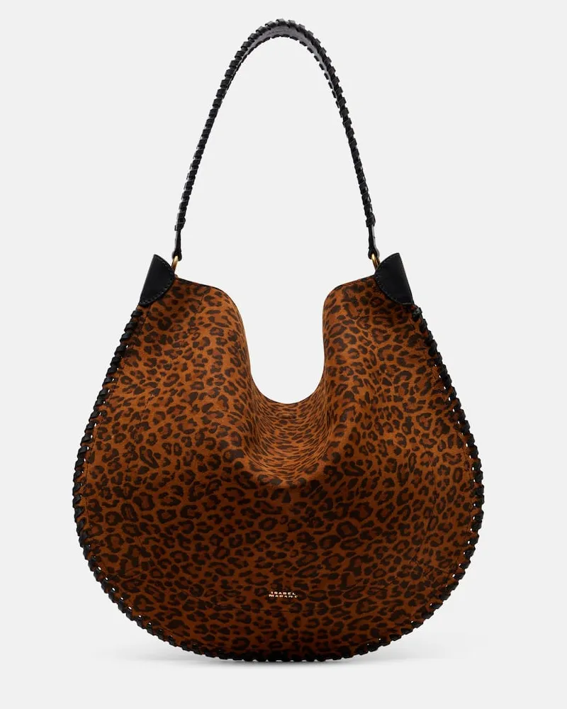 Isabel Marant Schultertasche Oskan Soft aus Veloursleder Braun