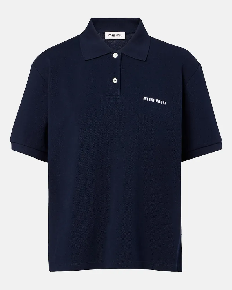 Miu Miu Polohemd aus Baumwoll-Piqué Blau
