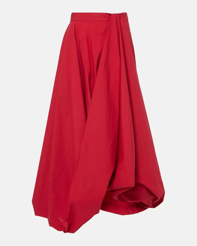 Brunello Cucinelli Midirock aus einem Baumwollgemisch Rot