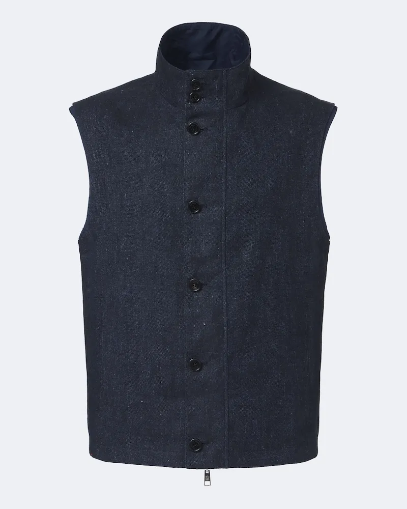 Dunhill Wendbare Weste aus Leinen Blau