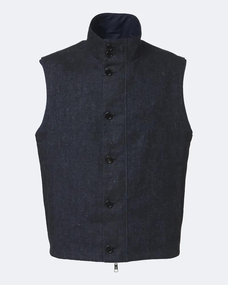 Dunhill Wendbare Weste aus Leinen Blau