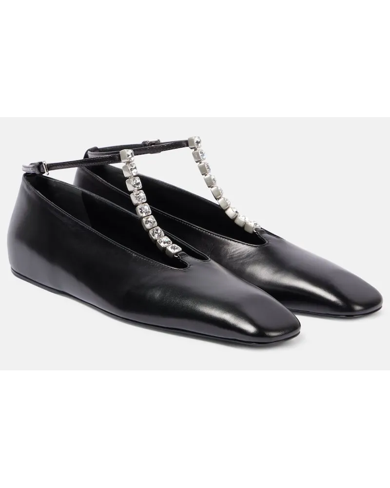 Jil Sander Verzierte Ballerinas aus Leder Schwarz