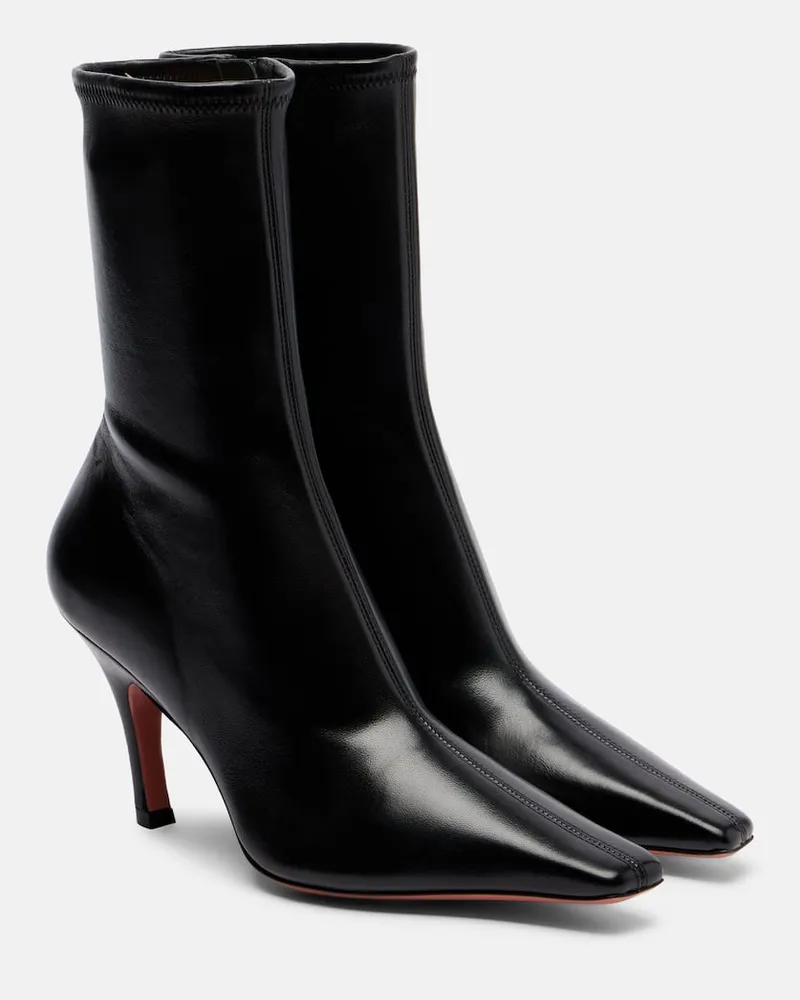 Amina Muaddi Ankle Boots Jamie 80 aus Leder Schwarz