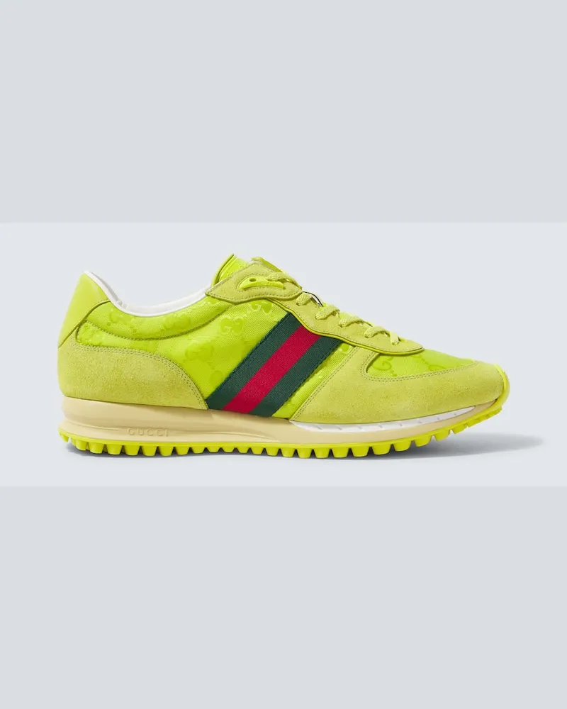 Gucci Sneakers Re-Motion Web Stripe mit Veloursleder Grün