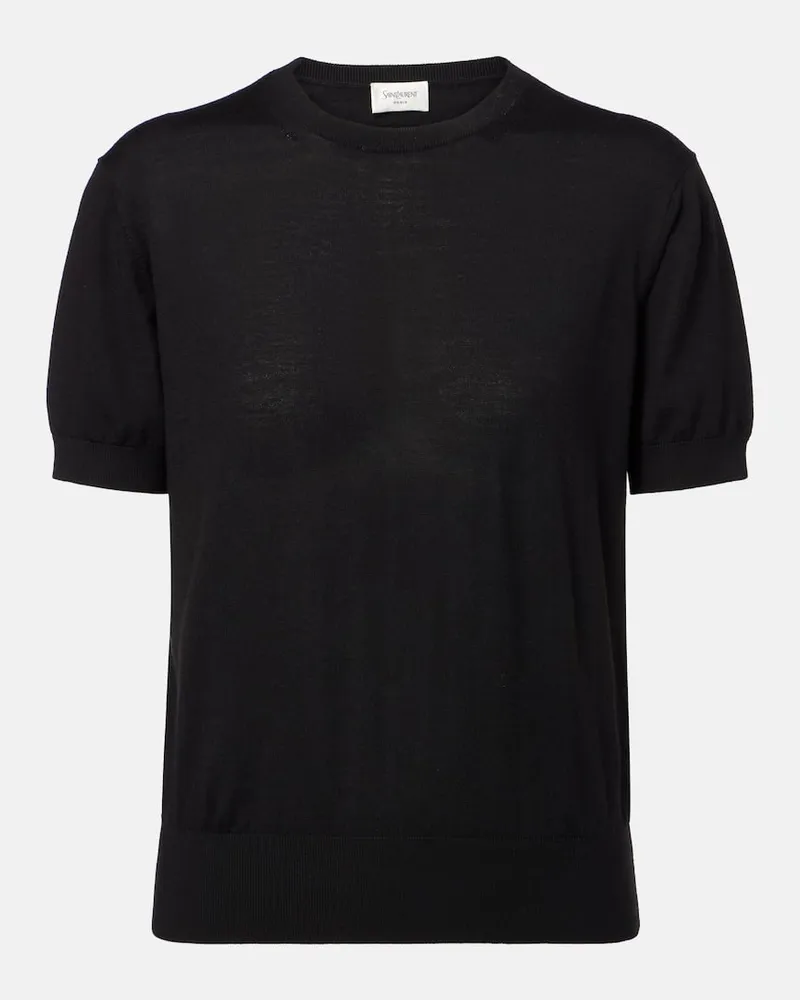 Saint Laurent Top aus Wolle Schwarz