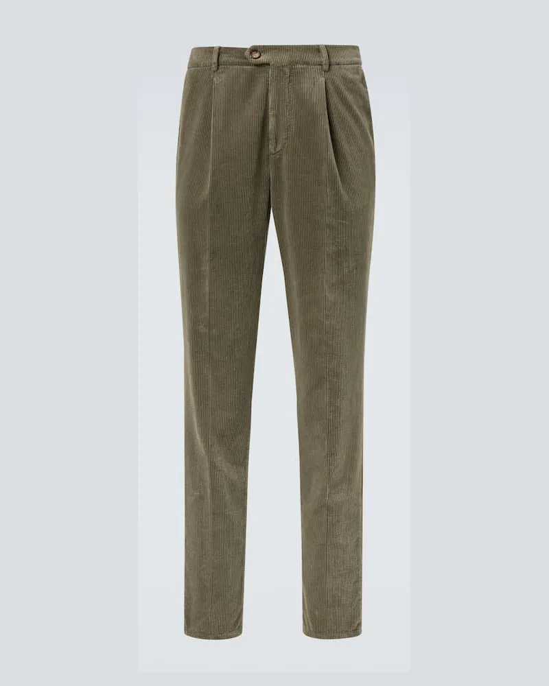 Brunello Cucinelli Chinohose aus Baumwoll-Cord Grün