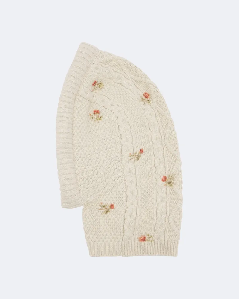 Magda Butrym Bestickte Balaclava aus Wolle und Kaschmir Beige