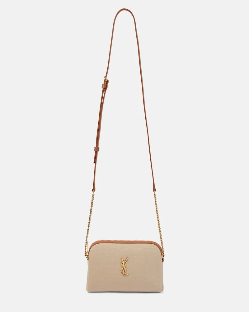 Saint Laurent Schultertasche Gaby aus Canvas mit Leder Beige