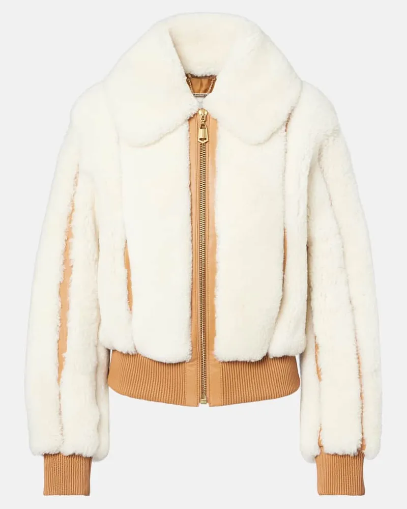 Zimmermann Bomberjacke Story aus Shearling Weiß