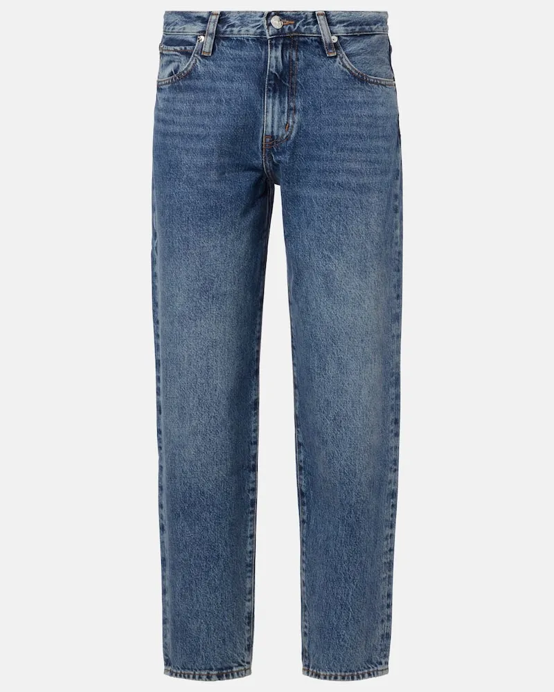 Frame Denim Mid-Rise Barrel Jeans Candle Blau
