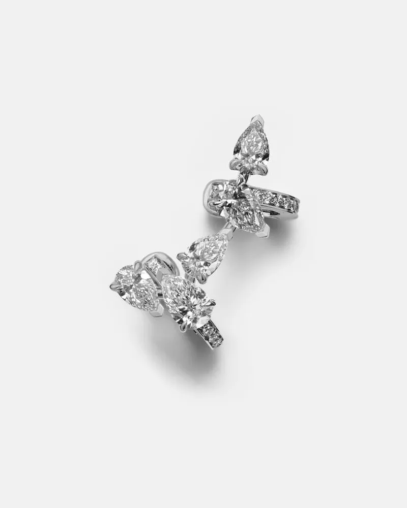 Repossi Einzelner Ear Cuff Serti Sur Vide aus 18kt Weißgold mit Diamanten Silber