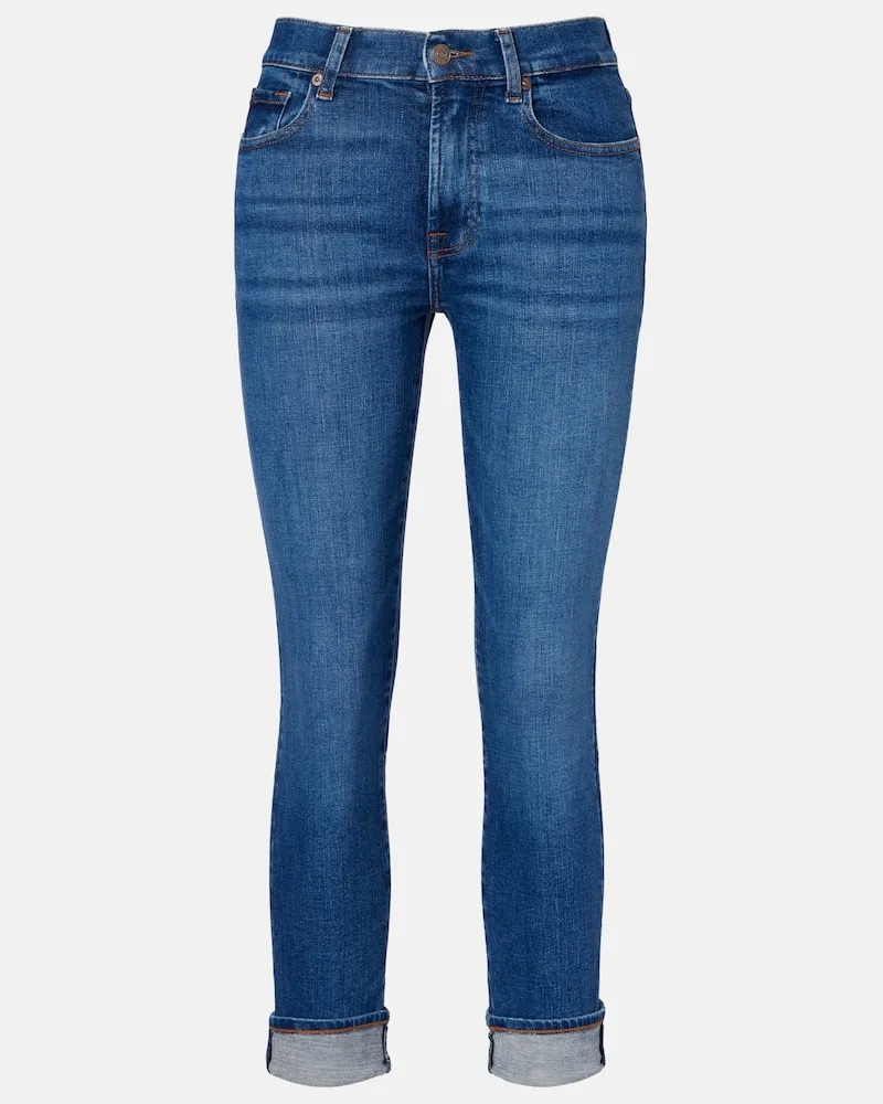 7 for all mankind Mid-Rise Slim Jeans Kimmie Straight Blau