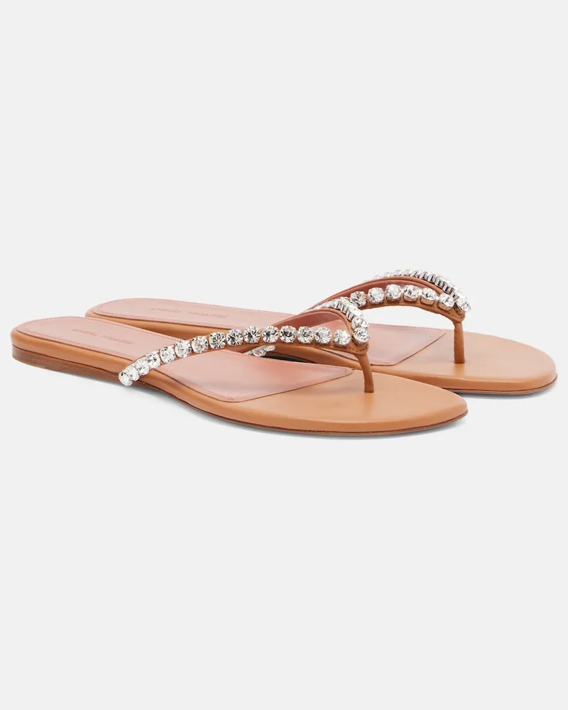 Amina Muaddi Sandalen Gigi aus Leder Beige