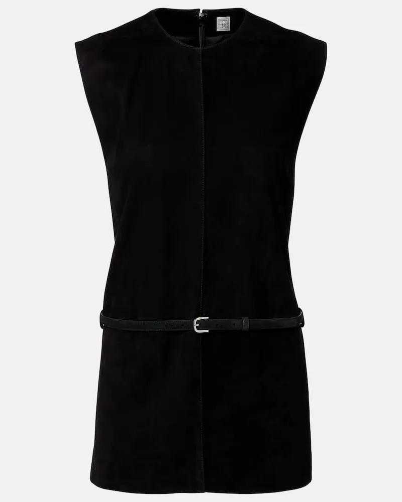 Totême Minikleid aus Veloursleder Schwarz