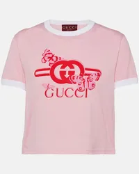 Gucci T-Shirt Interlocking G aus Baumwoll-Jersey Pink