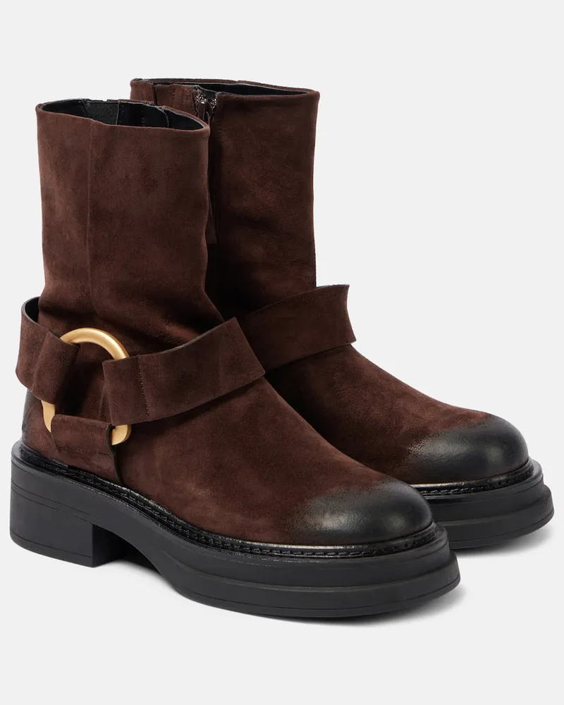 Dorothee Schumacher Bikerstiefel Softness aus Veloursleder Braun