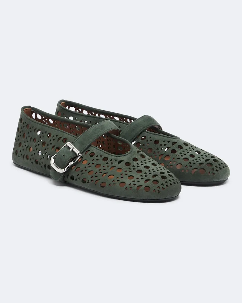 Alaïa Alaïa Ballerinas Vienne aus Veloursleder Grün