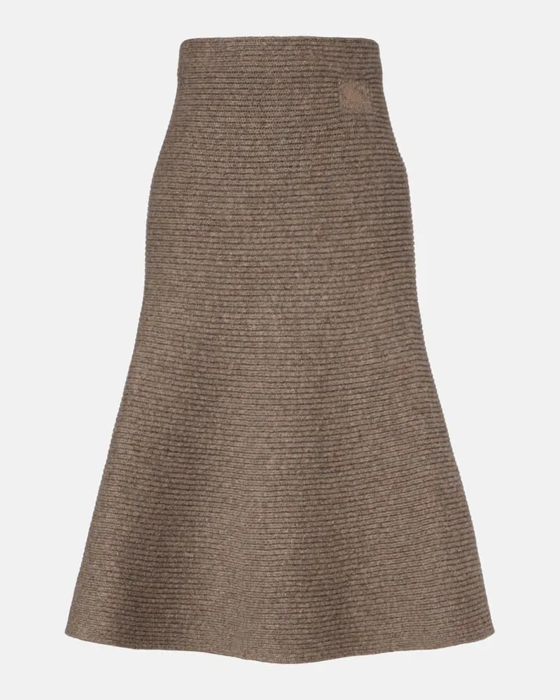 Burberry Midirock aus einem Wollgemisch Beige