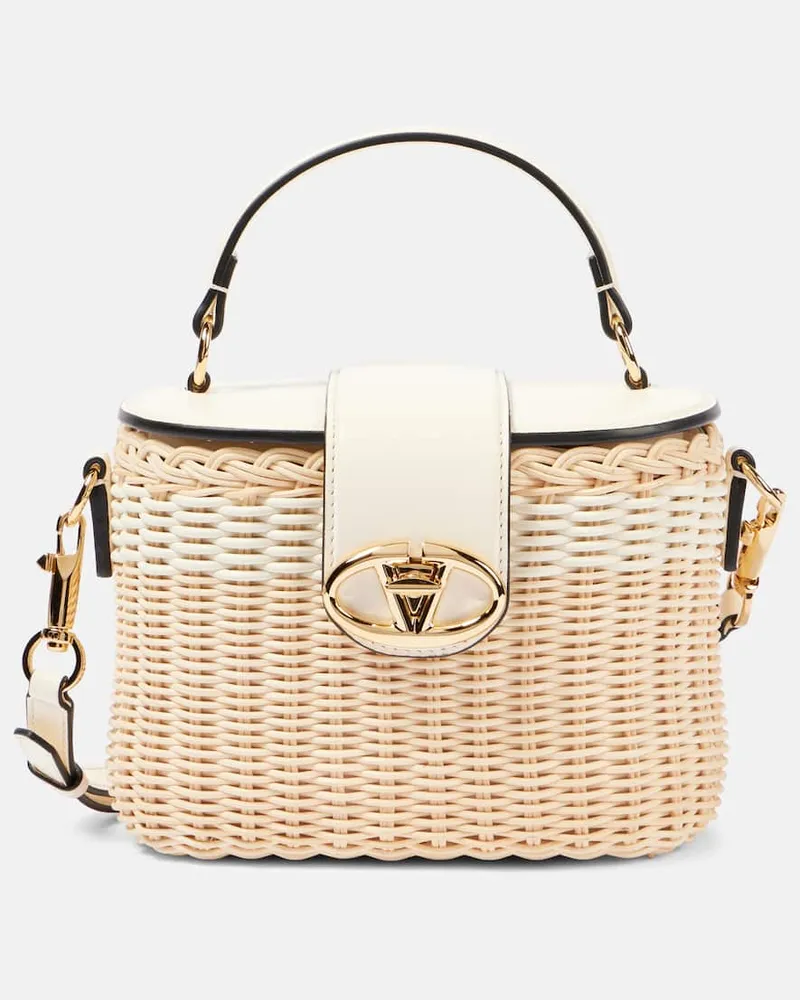 Valentino Garavani Schultertasche VLogo Signature mit Leder Beige