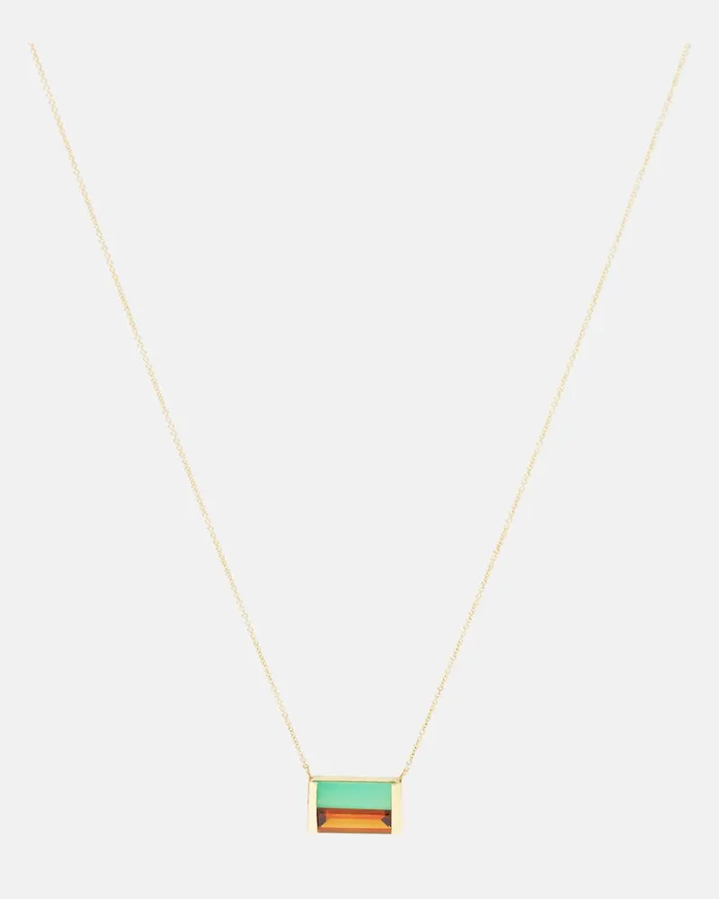Aliita Halskette Bi Maxi aus 9kt Gelbgold mit Citrin und Chrysopras Gold