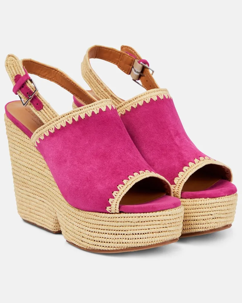 Robert Clergerie Wedge-Sandalen Damya mit Veloursleder Rosa