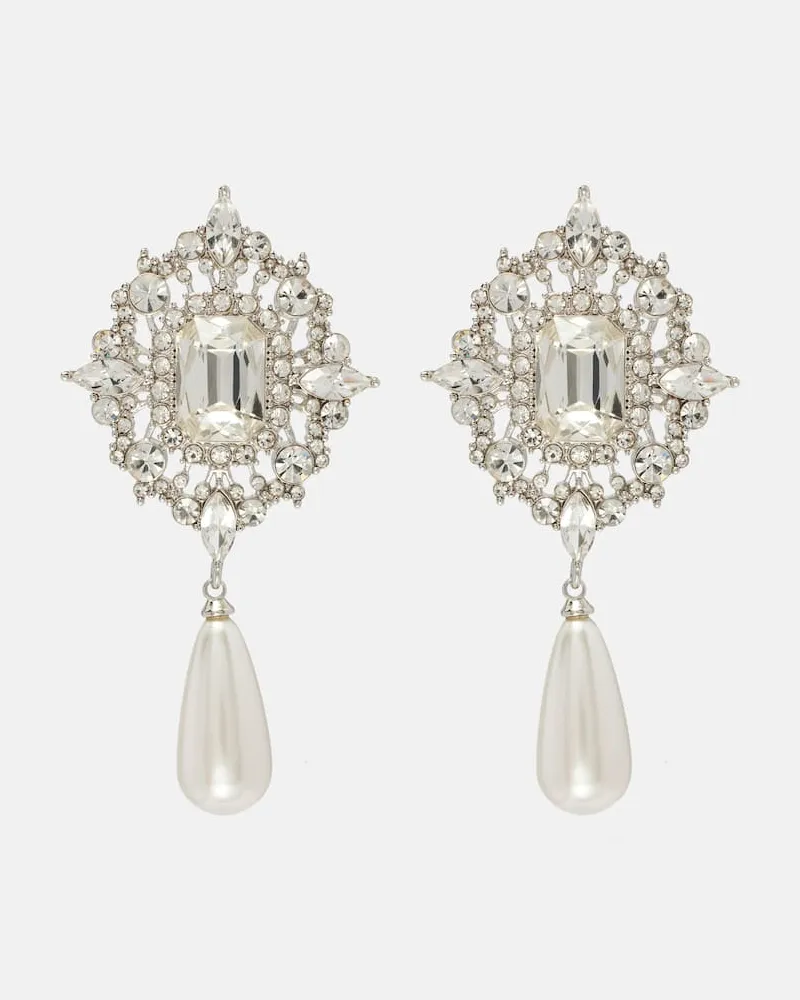 Self-Portrait Ohrringe mir Kristallen und Zierperlen Silber