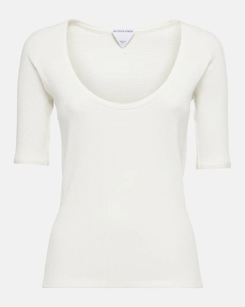 Bottega Veneta Top aus einem Baumwollgemisch Weiß