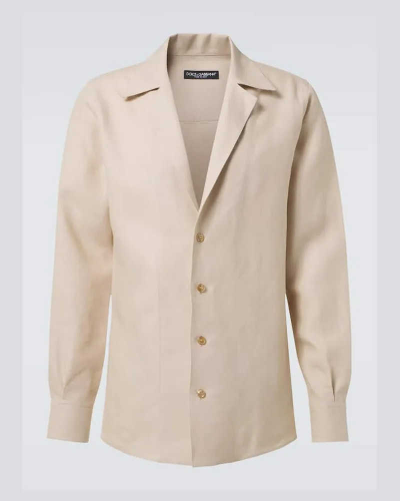 Dolce & Gabbana Hemdjacke aus Leinen Beige