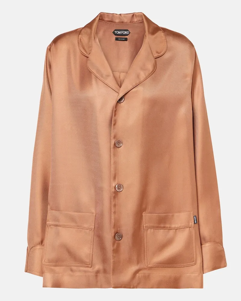 Tom Ford Hemd aus Seiden-Twill Braun