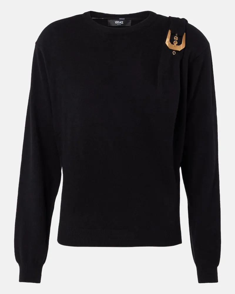 Versace Pullover Medusa Heritage aus Schurwolle Schwarz